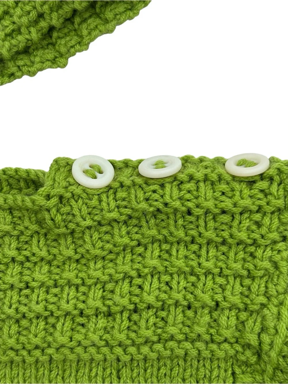 Handmade Baby Sweater Hat Set Green Knit 3-6 Months Chunky Hand Knit